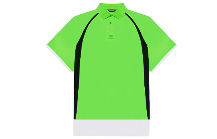 Balenciaga FW21 Green Casual Logo Embroidered Polo Shirt Unisex. 661507TKVA53007