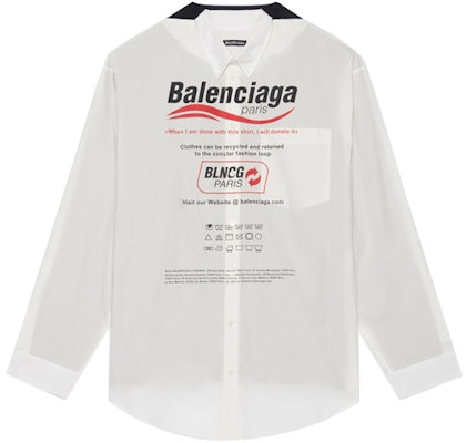 バレンシアガ FW21 レター ロゴ コットン ポプリン 長袖 シャツ ホワイト メンズ 663058TKM059000 Buy バレンシアガ FW21 レター ロゴ コットン ポプリン 長袖 シャツ ホワイト メンズ 663058TKM059000