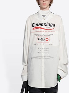 バレンシアガ FW21 レター ロゴ コットン ポプリン 長袖 シャツ ホワイト メンズ 663058TKM059000 Shop バレンシアガ FW21 レター ロゴ コットン ポプリン 長袖 シャツ ホワイト メンズ 663058TKM059000
