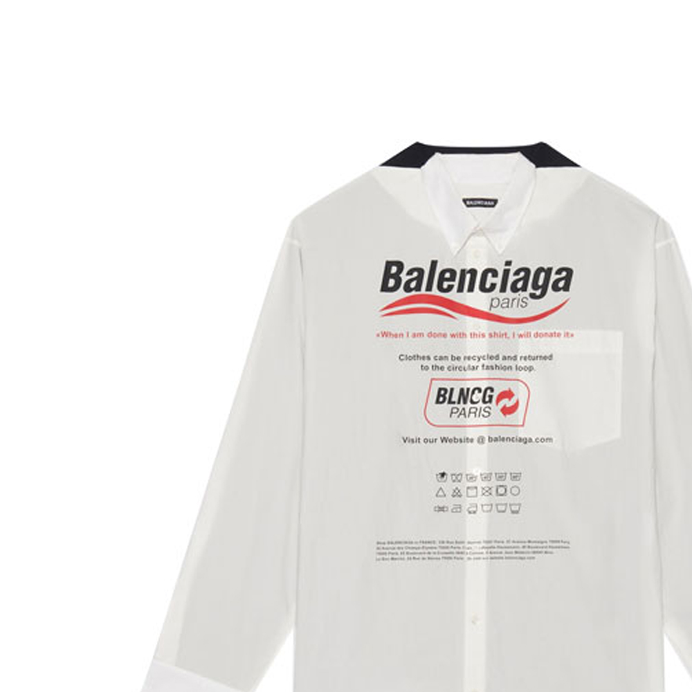 Sizing バレンシアガ FW21 レター ロゴ コットン ポプリン 長袖 シャツ ホワイト メンズ 663058TKM059000