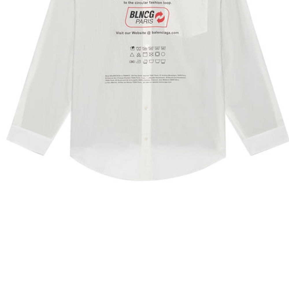 Cheap バレンシアガ FW21 レター ロゴ コットン ポプリン 長袖 シャツ ホワイト メンズ 663058TKM059000