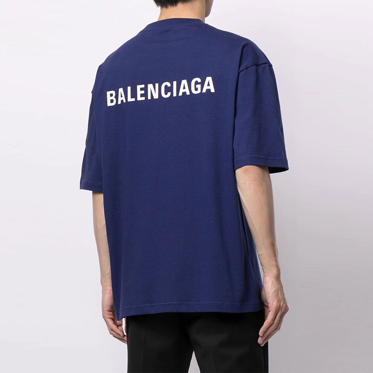 Balenciaga FW21 Logo Crewneck Short Sleeve T-Shirt Men’s Blue - Gift Idea 612966TIVG53967 圖 4