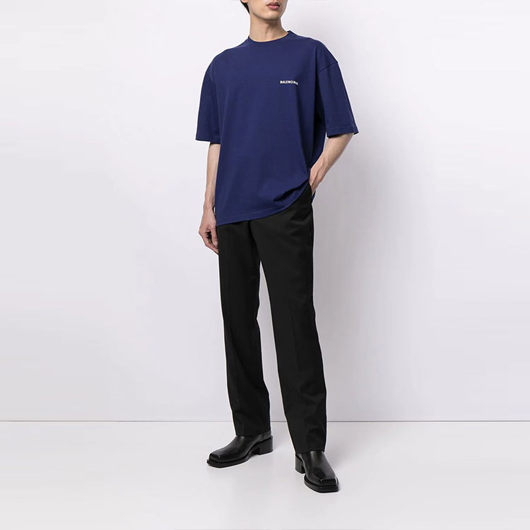 Balenciaga FW21 Logo Crewneck Short Sleeve T-Shirt Men’s Blue - Gift Idea 612966TIVG53967 圖 5