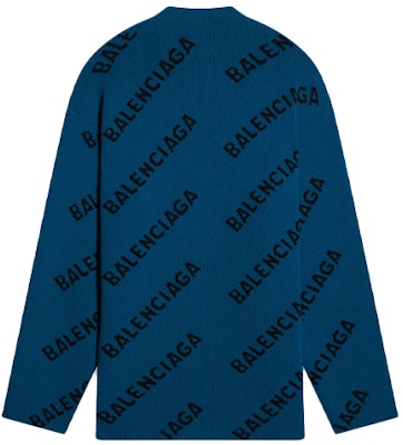 Balenciaga FW21 徽標羊毛毛衣 寬鬆版藍色針織款式 657400T15672470 Lookbook Balenciaga FW21 徽標羊毛毛衣 寬鬆版藍色針織款式 657400T15672470
