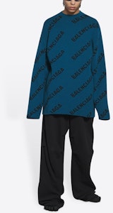 Balenciaga FW21 徽標羊毛毛衣 寬鬆版藍色針織款式 657400T15672470 Shop Balenciaga FW21 徽標羊毛毛衣 寬鬆版藍色針織款式 657400T15672470