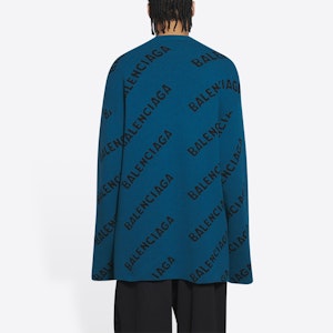 Balenciaga FW21 徽標羊毛毛衣 寬鬆版藍色針織款式 657400T15672470 Details for Balenciaga FW21 徽標羊毛毛衣 寬鬆版藍色針織款式 657400T15672470