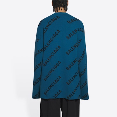 Balenciaga FW21 徽標羊毛毛衣 寬鬆版藍色針織款式 657400T15672470 Details for Balenciaga FW21 徽標羊毛毛衣 寬鬆版藍色針織款式 657400T15672470