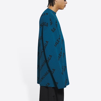 Balenciaga FW21 徽標羊毛毛衣 寬鬆版藍色針織款式 657400T15672470 Sizing Balenciaga FW21 徽標羊毛毛衣 寬鬆版藍色針織款式 657400T15672470