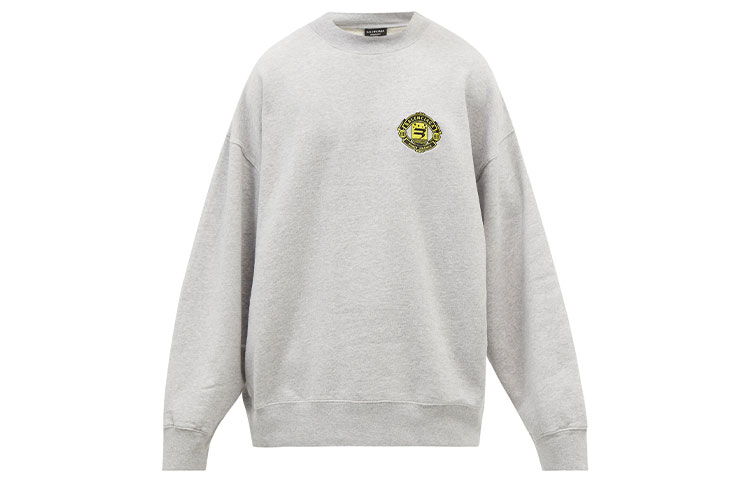 Balenciaga FW21 Logo Embroidered Oversized Long Sleeve Sweatshirt Gray 671125TLV601300