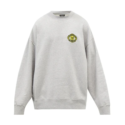 Balenciaga FW21 Logo Embroidered Oversized Long Sleeve Sweatshirt Gray 671125TLV601300