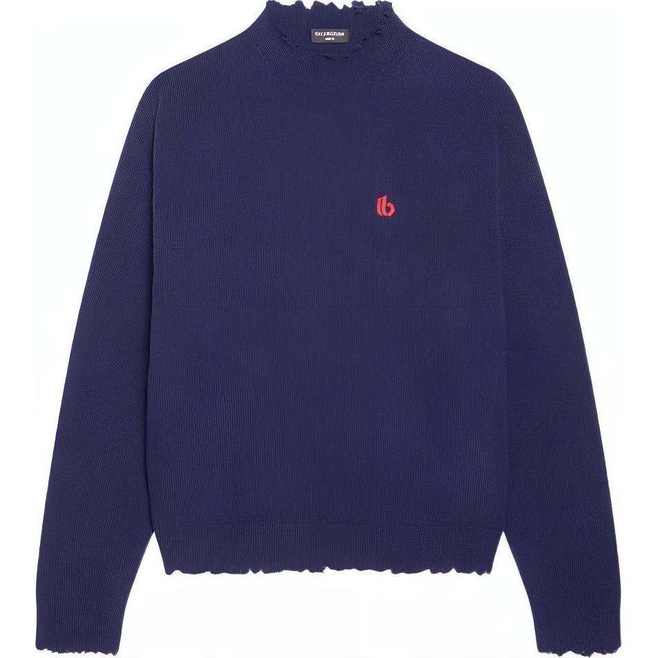 Order 발렌시아가 FW21 로고 니트 터틀넥 울 스웨터 남성용 블루 682010T16274011