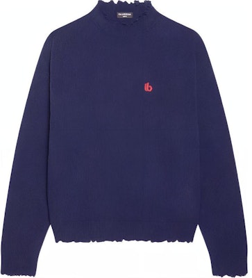 발렌시아가 FW21 로고 니트 터틀넥 울 스웨터 남성용 블루 682010T16274011 Order 발렌시아가 FW21 로고 니트 터틀넥 울 스웨터 남성용 블루 682010T16274011