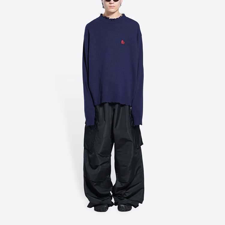 Shop 발렌시아가 FW21 로고 니트 터틀넥 울 스웨터 남성용 블루 682010T16274011