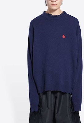 발렌시아가 FW21 로고 니트 터틀넥 울 스웨터 남성용 블루 682010T16274011 Sizing 발렌시아가 FW21 로고 니트 터틀넥 울 스웨터 남성용 블루 682010T16274011