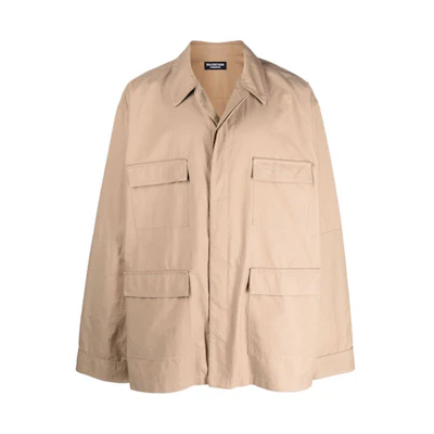 Balenciaga FW21 Logo Military Pajama-Style Jacket Men Khaki 675639TLO179504