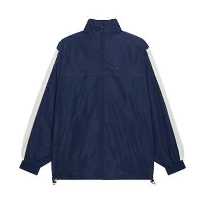Balenciaga FW21 Logo Patchwork Oversized Jacket Unisex Dark Blue 663065TKO484063