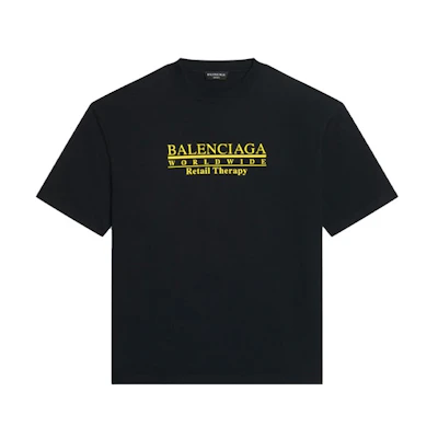 Balenciaga FW21 Logo Print Black Unisex Short Sleeve T-Shirt Regular Fit. 612966TLVB11361