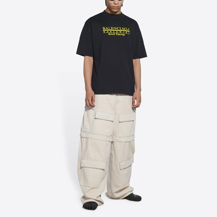 Balenciaga FW21 Logo Print Black Unisex Short Sleeve T-Shirt Regular Fit. 612966TLVB11361 圖 4