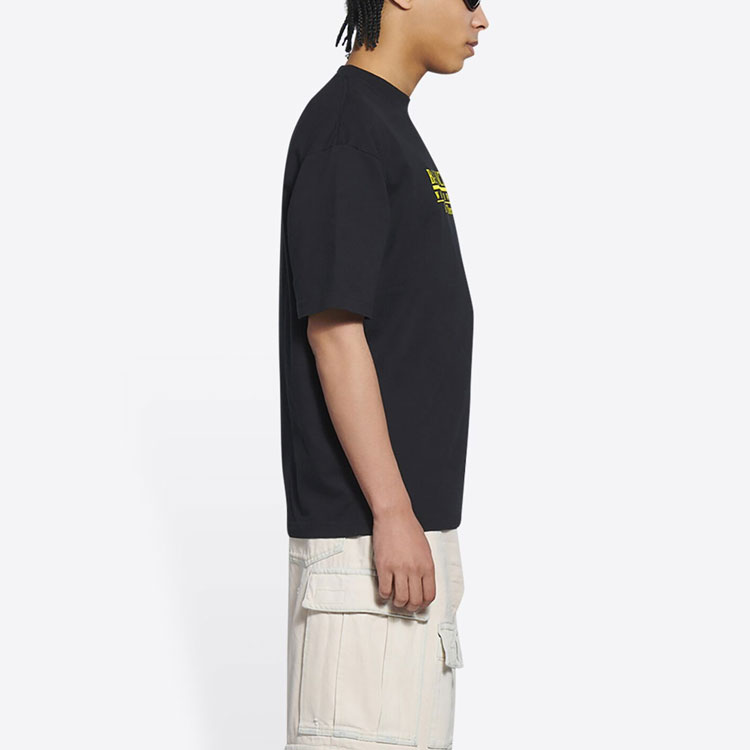 Balenciaga FW21 Logo Print Black Unisex Short Sleeve T-Shirt Regular Fit. 612966TLVB11361 圖 7