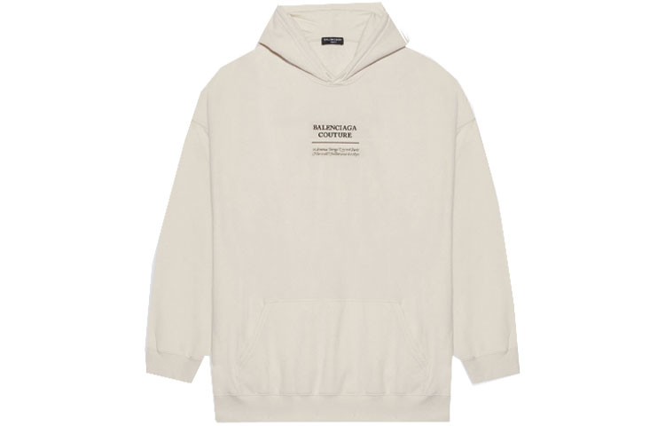 Balenciaga FW21 Logo Print Hoodie Unisex Light Beige 651799TJV910905