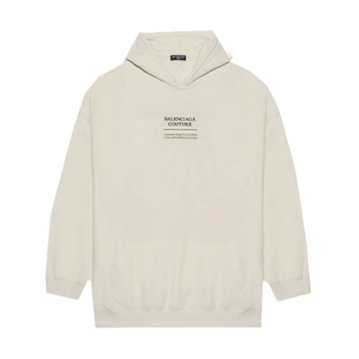 Balenciaga FW21 Logo Print Hoodie Unisex Light Beige 651799TJV910905