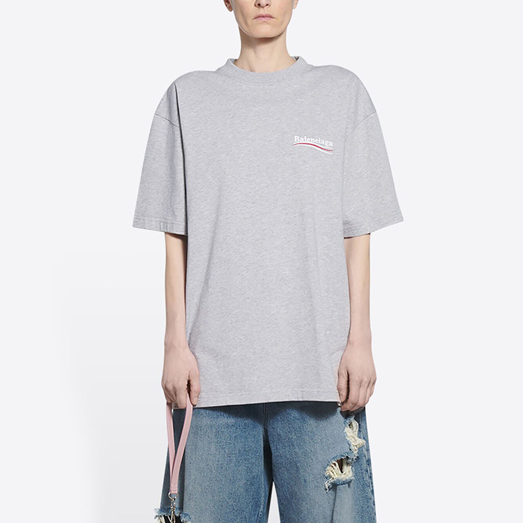 Balenciaga FW21 Logo Print Unisex Grey Short Sleeve T-Shirt 641655TKVJ11379 圖 5