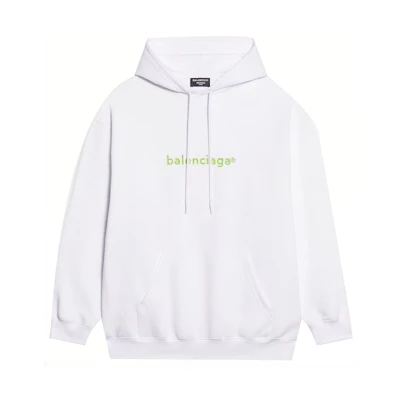 Balenciaga FW21 Medium Fit Hoodie White Unisex Casual Sweatshirt with Logo Print. 578135TIV559152