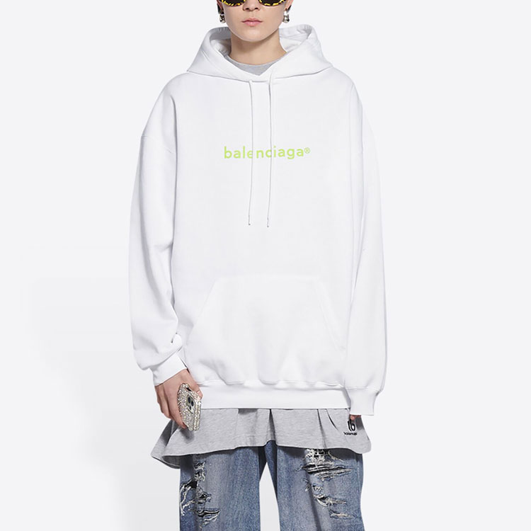 Balenciaga FW21 Medium Fit Hoodie White Unisex Casual Sweatshirt with Logo Print. 578135TIV559152 圖 5