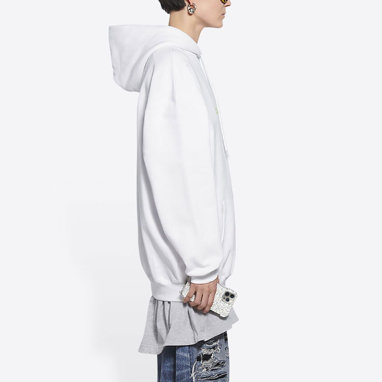 Balenciaga FW21 Medium Fit Hoodie White Unisex Casual Sweatshirt with Logo Print. 578135TIV559152 圖 7