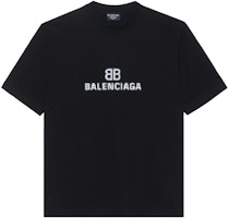 Balenciaga FW21 Mosaic Blur Logo BB Black T-Shirt. 612966TKVI71070 Balenciaga FW21 Mosaic Blur Logo BB Black T-Shirt. 612966TKVI71070