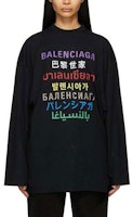 バレンシアガ FW21 マルチリンガルプリント 長袖 Tシャツ ユニセックス ブラック 641667TJVI32771 Order バレンシアガ FW21 マルチリンガルプリント 長袖 Tシャツ ユニセックス ブラック 641667TJVI32771