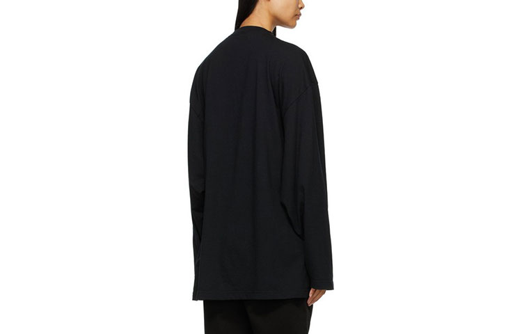 Lookbook バレンシアガ FW21 マルチリンガルプリント 長袖 Tシャツ ユニセックス ブラック 641667TJVI32771