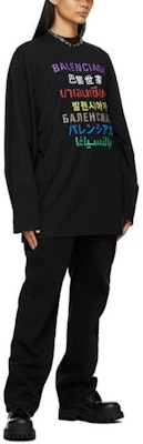Balenciaga 2021秋冬多語印花長袖T恤 男女通用 黑色款 641667TJVI32771 Purchase Balenciaga 2021秋冬多語印花長袖T恤 男女通用 黑色款 641667TJVI32771