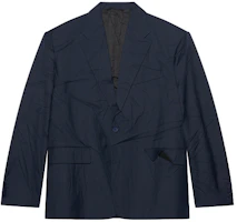 Balenciaga FW21 Oversized Single-Breasted Blazer Jacket Deep Navy Blue 661434TKT038065 Balenciaga FW21 Oversized Single-Breasted Blazer Jacket Deep Navy Blue 661434TKT038065