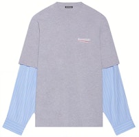 Balenciaga FW21 Oversized Two-in-One Long Sleeve T-Shirt Grey. 671401TKVJ11379 Balenciaga FW21 Oversized Two-in-One Long Sleeve T-Shirt Grey. 671401TKVJ11379