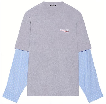 巴黎世家FW21宽松双层长袖T恤灰色. 671401TKVJ11379 Buy 巴黎世家FW21宽松双层长袖T恤灰色. 671401TKVJ11379