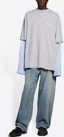 バレンシアガ FW21 オーバーサイズ 2イン1 ロングスリーブ Tシャツ グレー. 671401TKVJ11379 Lookbook バレンシアガ FW21 オーバーサイズ 2イン1 ロングスリーブ Tシャツ グレー. 671401TKVJ11379
