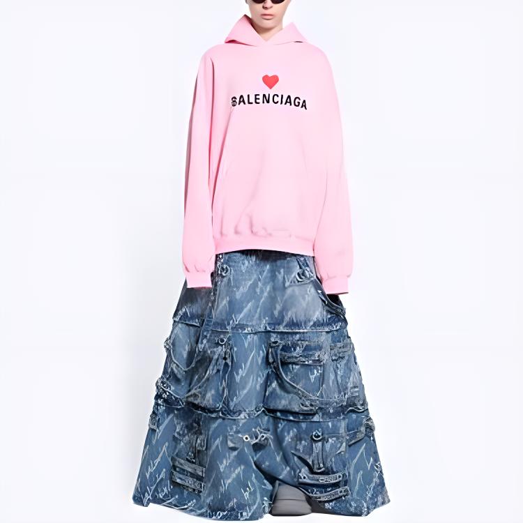 Balenciaga FW21 Qixi Pink Logo Heart Embroidery Oversized Hoodie Unisex. 675003TLVC21401 圖 4