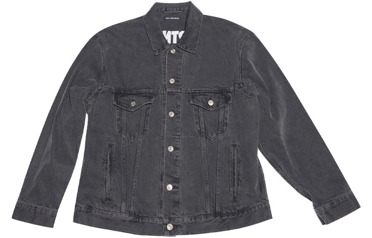 Order Balenciaga FW21 Jaket Denim Hitam Single-Breasted. 684001TEW051055