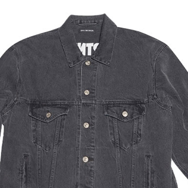 Sizing Balenciaga FW21 Jaket Denim Hitam Single-Breasted. 684001TEW051055