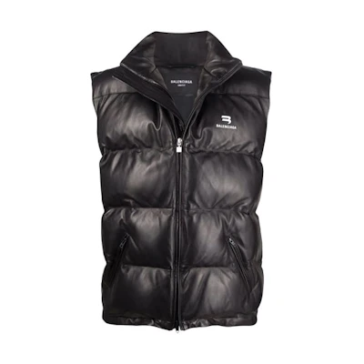 Balenciaga FW21 Small Logo Sleeveless Puffer Vest Black 674317TLS031000