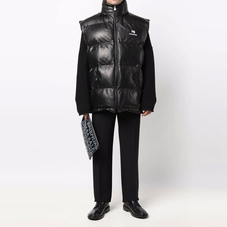 Balenciaga FW21 Small Logo Sleeveless Puffer Vest Black 674317TLS031000 圖 3