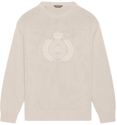 バレンシアガ FW21 ユニセックス ベージュ ロゴ ニット クルーネック セーター - ギフトおすすめ 664369T32119028 Buy バレンシアガ FW21 ユニセックス ベージュ ロゴ ニット クルーネック セーター - ギフトおすすめ 664369T32119028