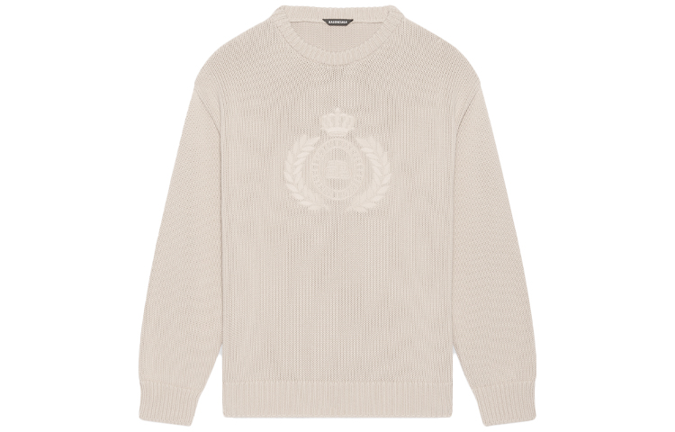 Order バレンシアガ FW21 ユニセックス ベージュ ロゴ ニット クルーネック セーター - ギフトおすすめ 664369T32119028