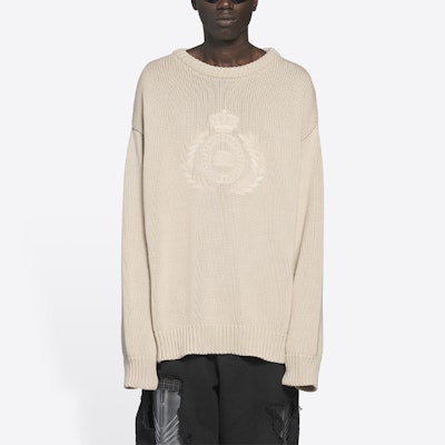 巴黎世家 FW21 中性米色Logo針織圓領毛衣 - 完美禮物推薦 664369T32119028 Shop 巴黎世家 FW21 中性米色Logo針織圓領毛衣 - 完美禮物推薦 664369T32119028