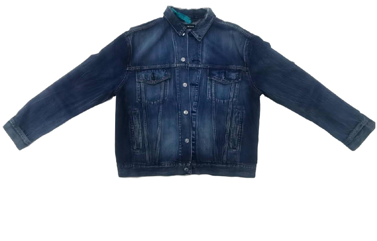 Balenciaga FW21 Washed Vintage Logo Denim Jacket Blue 557351TBP484009