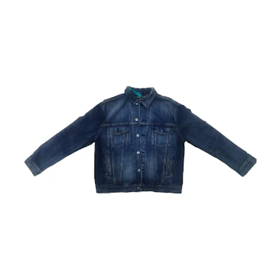 Balenciaga FW21 Washed Vintage Logo Denim Jacket Blue 557351TBP484009