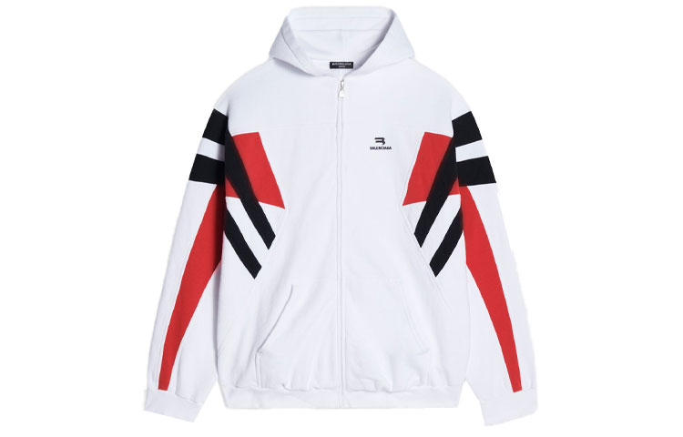 Balenciaga FW21 White Zip-Up Hoodie Jacket Long Sleeve. 675330TLVA39028