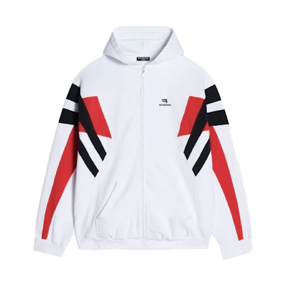 Balenciaga FW21 White Zip-Up Hoodie Jacket Long Sleeve. 675330TLVA39028