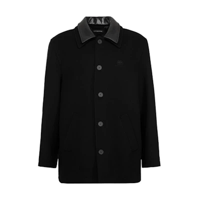 Balenciaga FW21 Wool Blend Double Collar Coat Black 626314TIU071000